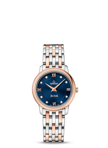 Omega De Ville Prestige Quartz 27.4 Stainless Steel / Red Gold / Blue / Bracelet